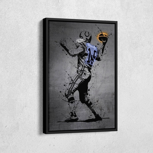 Johnny Unitas Neon Canvas Art | Modern Wall Decor for Colts Fans