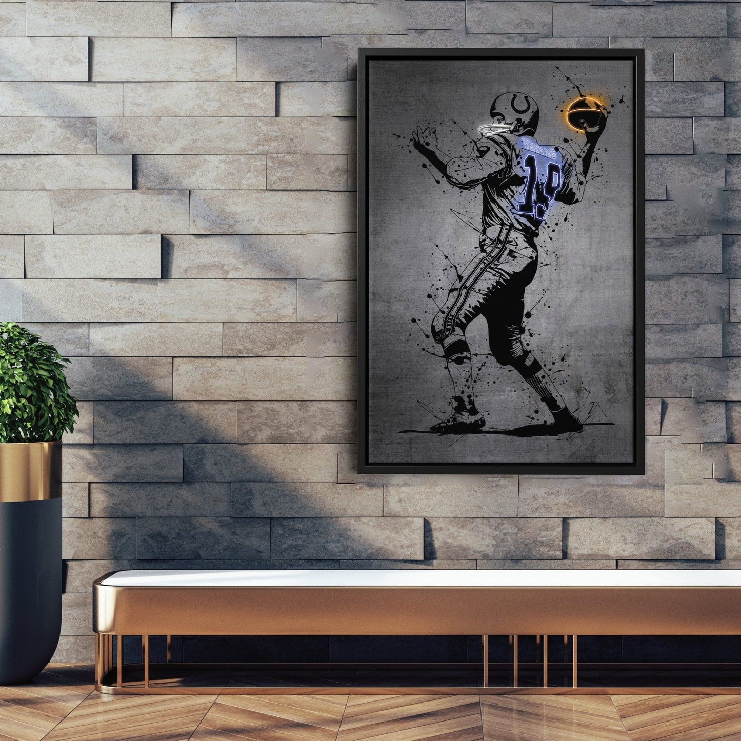 Johnny Unitas Neon Canvas Art | Modern Wall Decor for Colts Fans