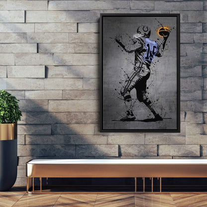 Johnny Unitas Neon Canvas Art | Modern Wall Decor for Colts Fans
