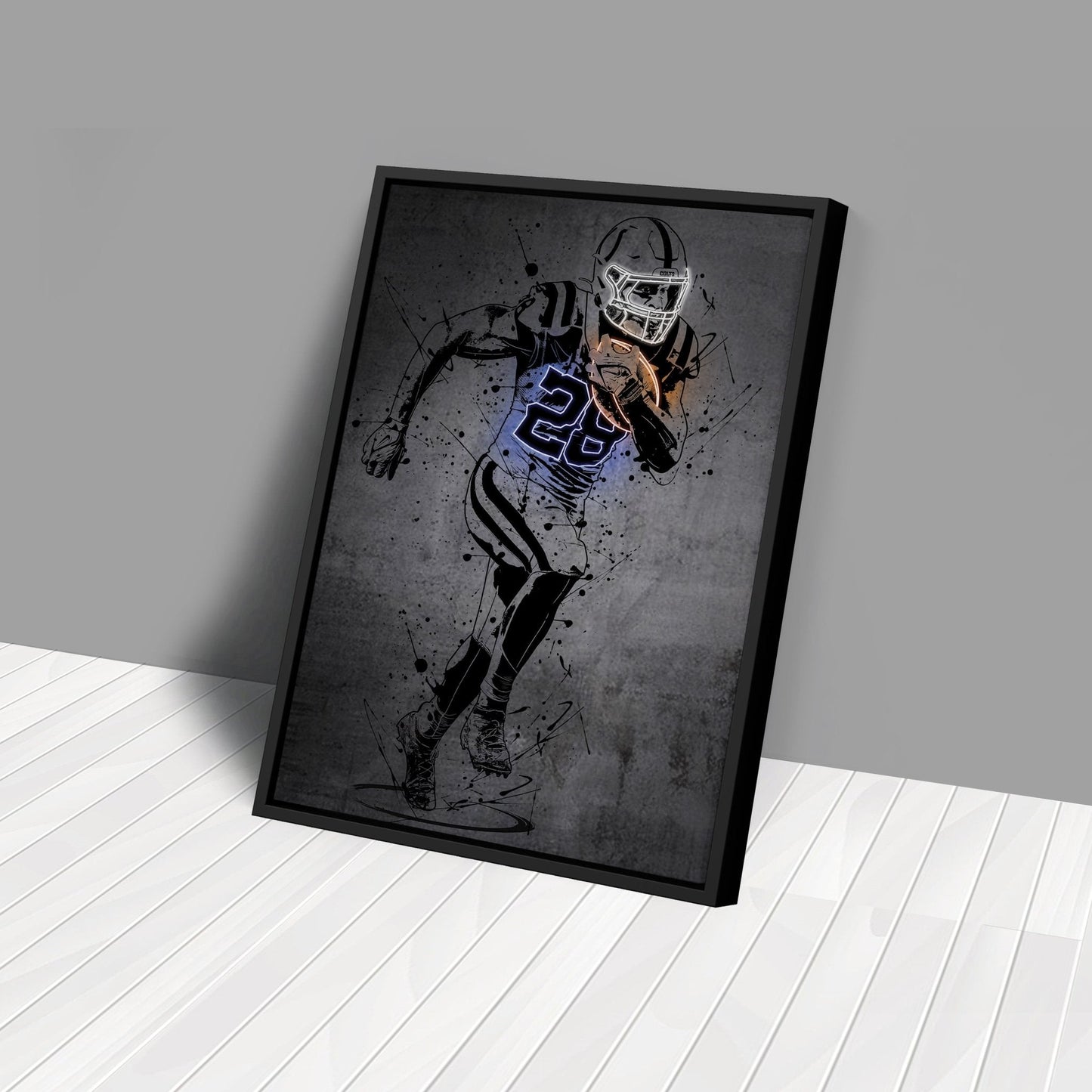 Jonathan Taylor Neon Canvas Art | Modern Wall Decor for Colts Fans