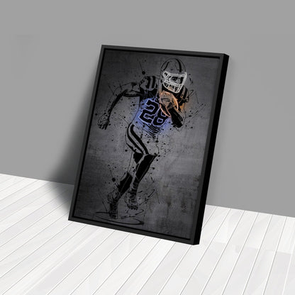Jonathan Taylor Neon Canvas Art | Modern Wall Decor for Colts Fans