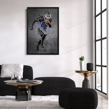 Jonathan Taylor Neon Canvas Art | Modern Wall Decor for Colts Fans