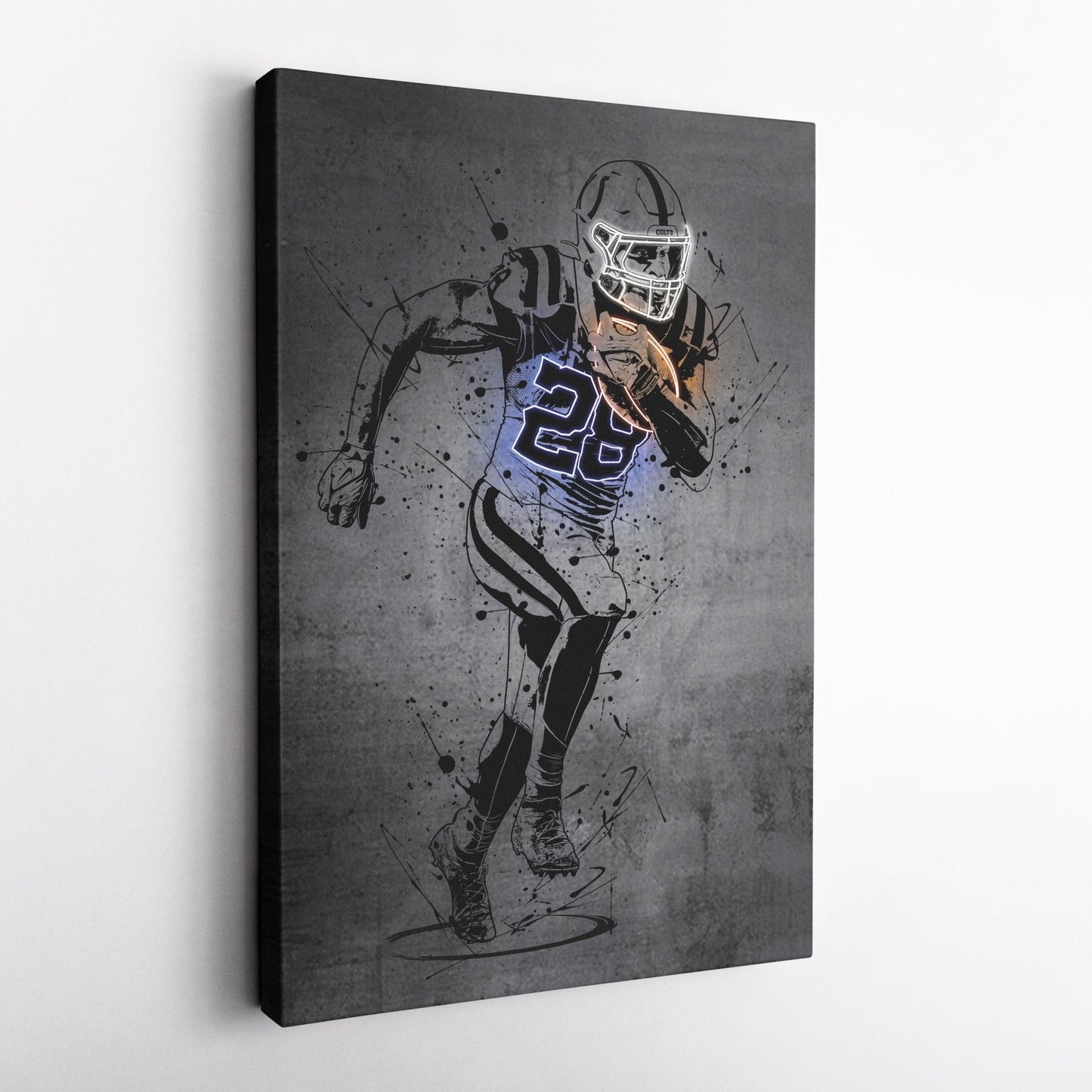 Jonathan Taylor Neon Canvas Art | Modern Wall Decor for Colts Fans