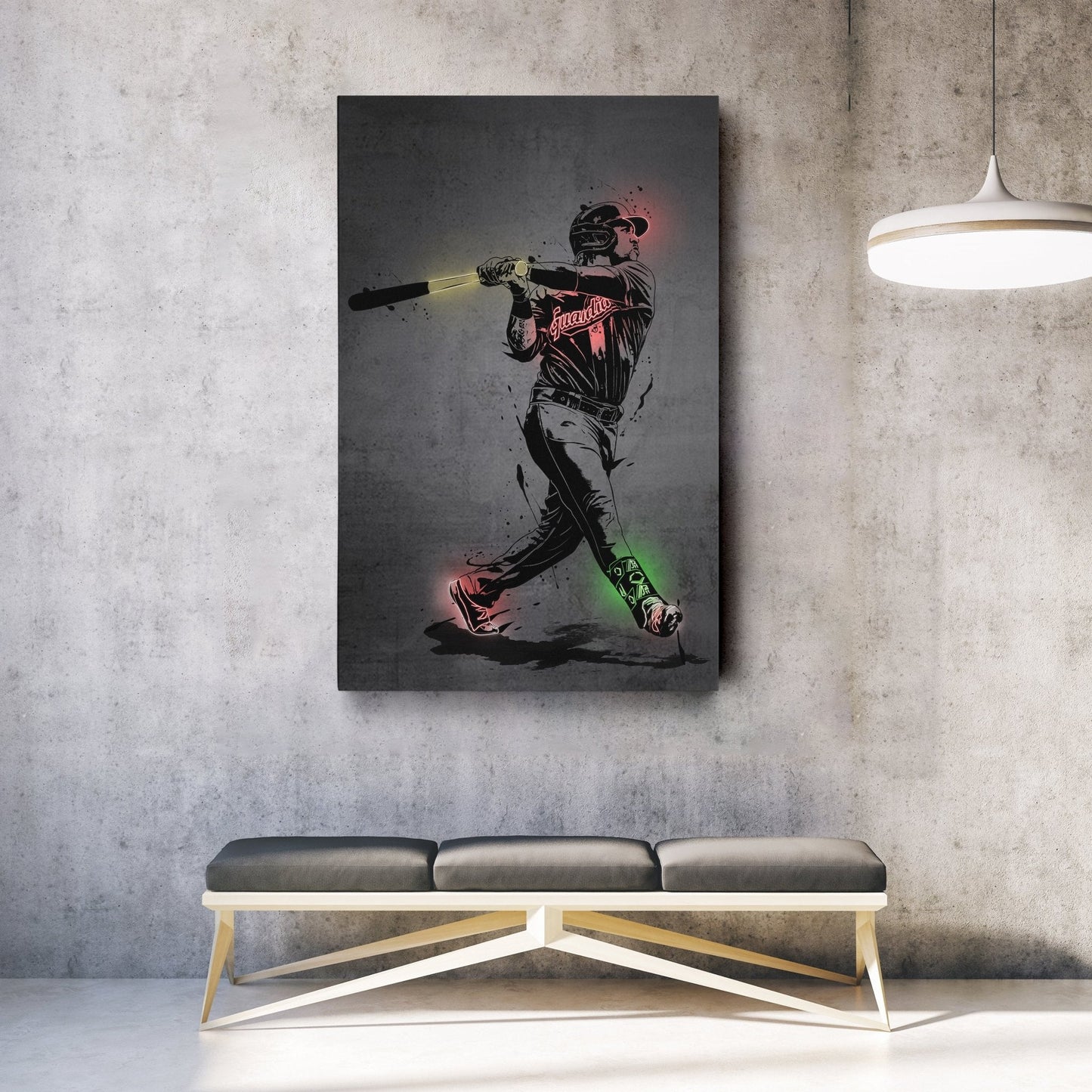 José Ramírez Neon Canvas Art | Modern Wall Decor for Guardians Fans