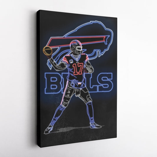 Josh Allen Neon Canvas Art | Bills Wall Decor