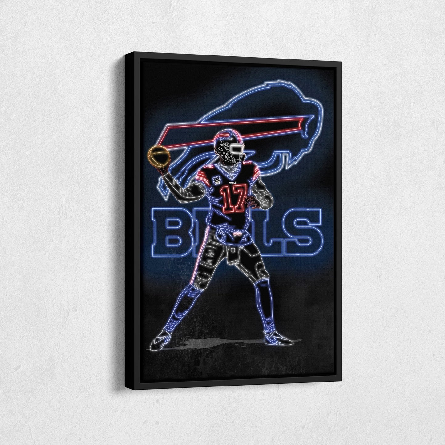Josh Allen Neon Canvas Art | Bills Wall Decor
