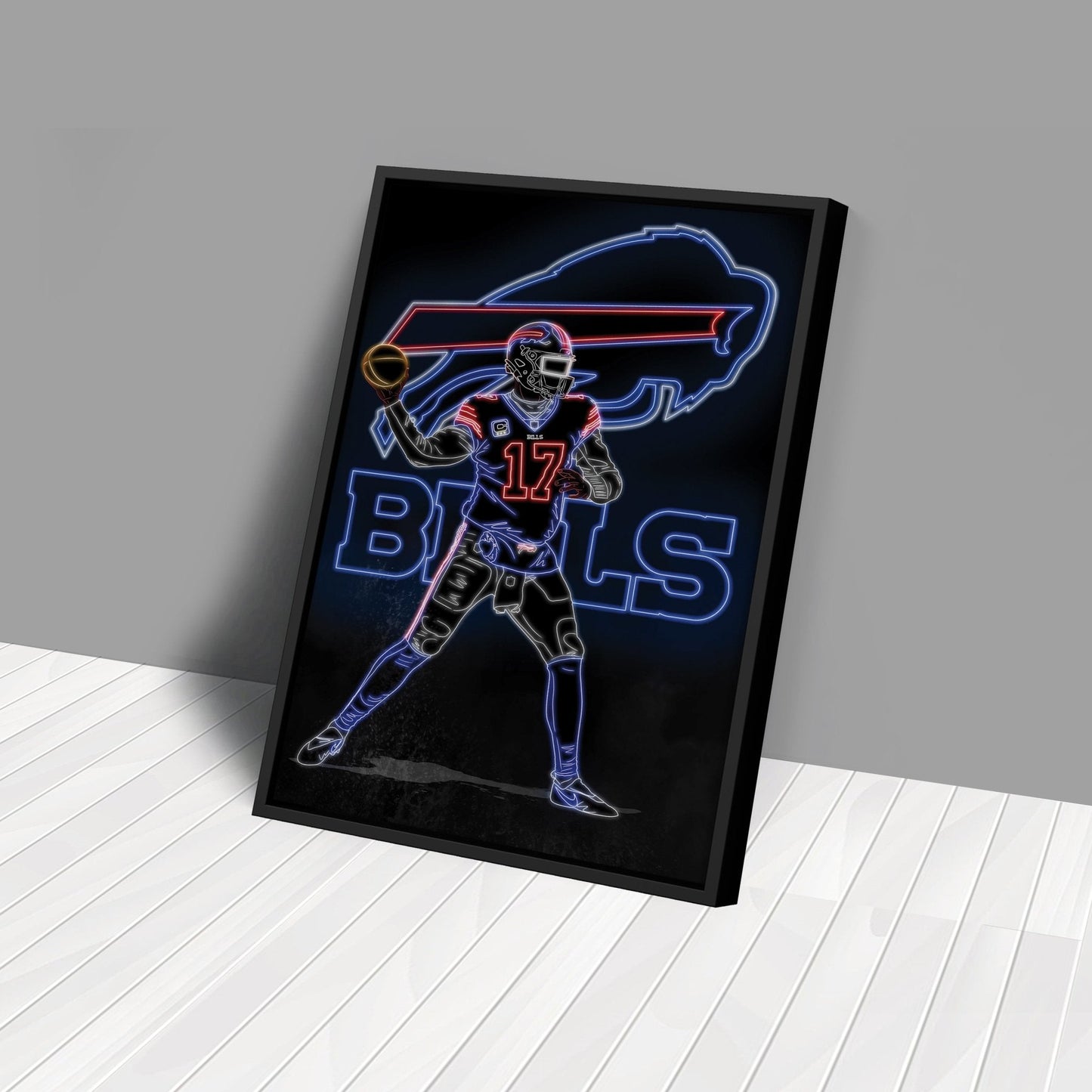 Josh Allen Neon Canvas Art | Bills Wall Decor
