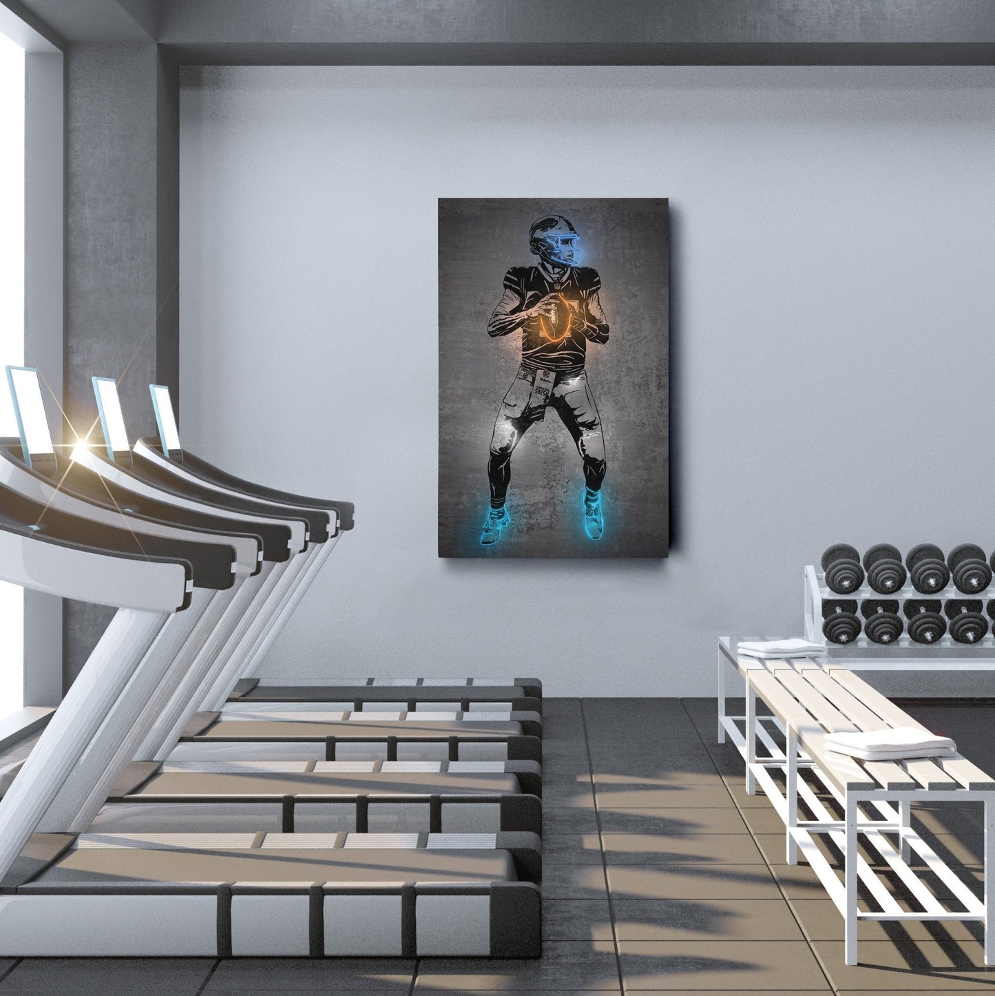 Josh Allen Neon Canvas Art | Modern Wall Decor for Bills Fans