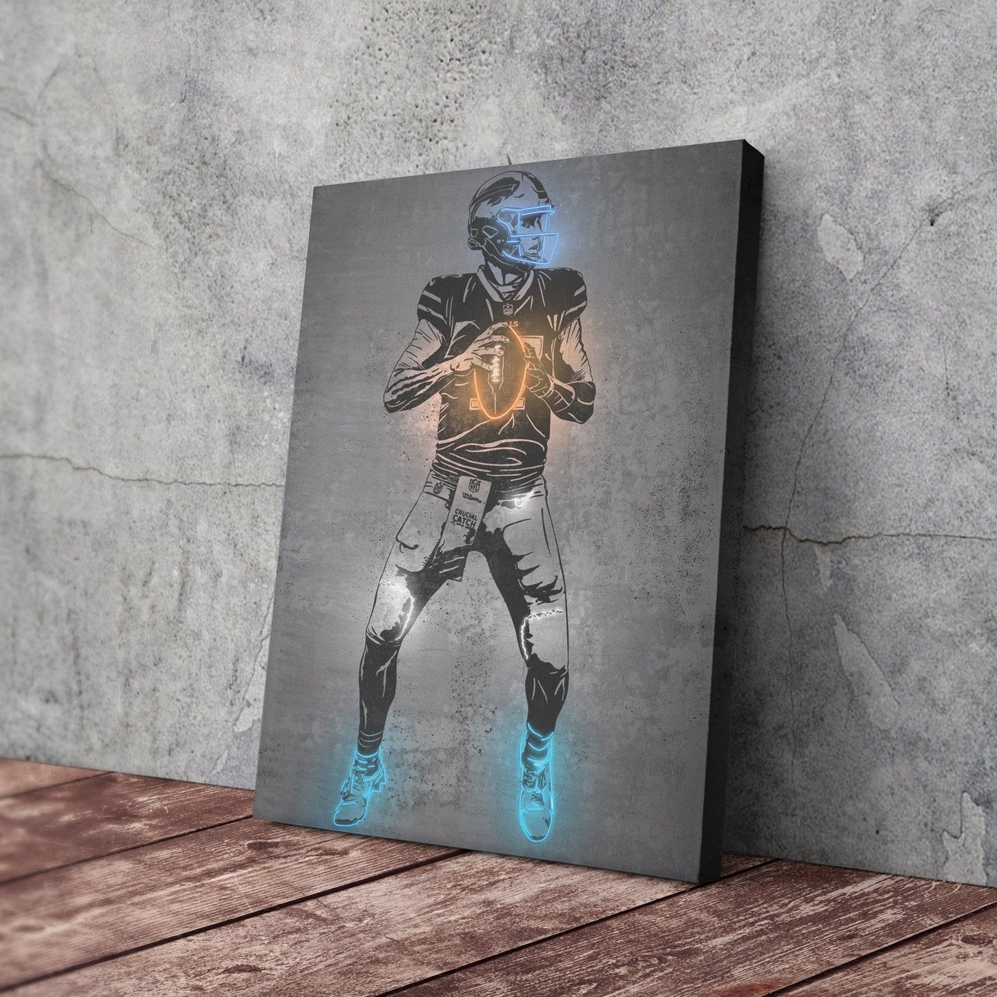 Josh Allen Neon Canvas Art | Modern Wall Decor for Bills Fans