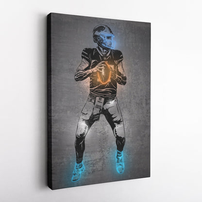 Josh Allen Neon Canvas Art | Modern Wall Decor for Bills Fans