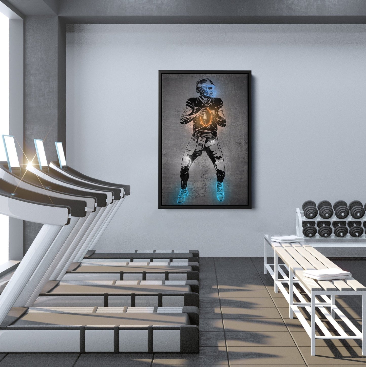 Josh Allen Neon Canvas Art | Modern Wall Decor for Bills Fans