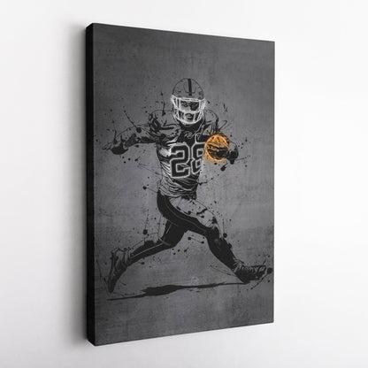 Josh Jacobs Neon Canvas Art | Modern Wall Decor for Raiders Fans