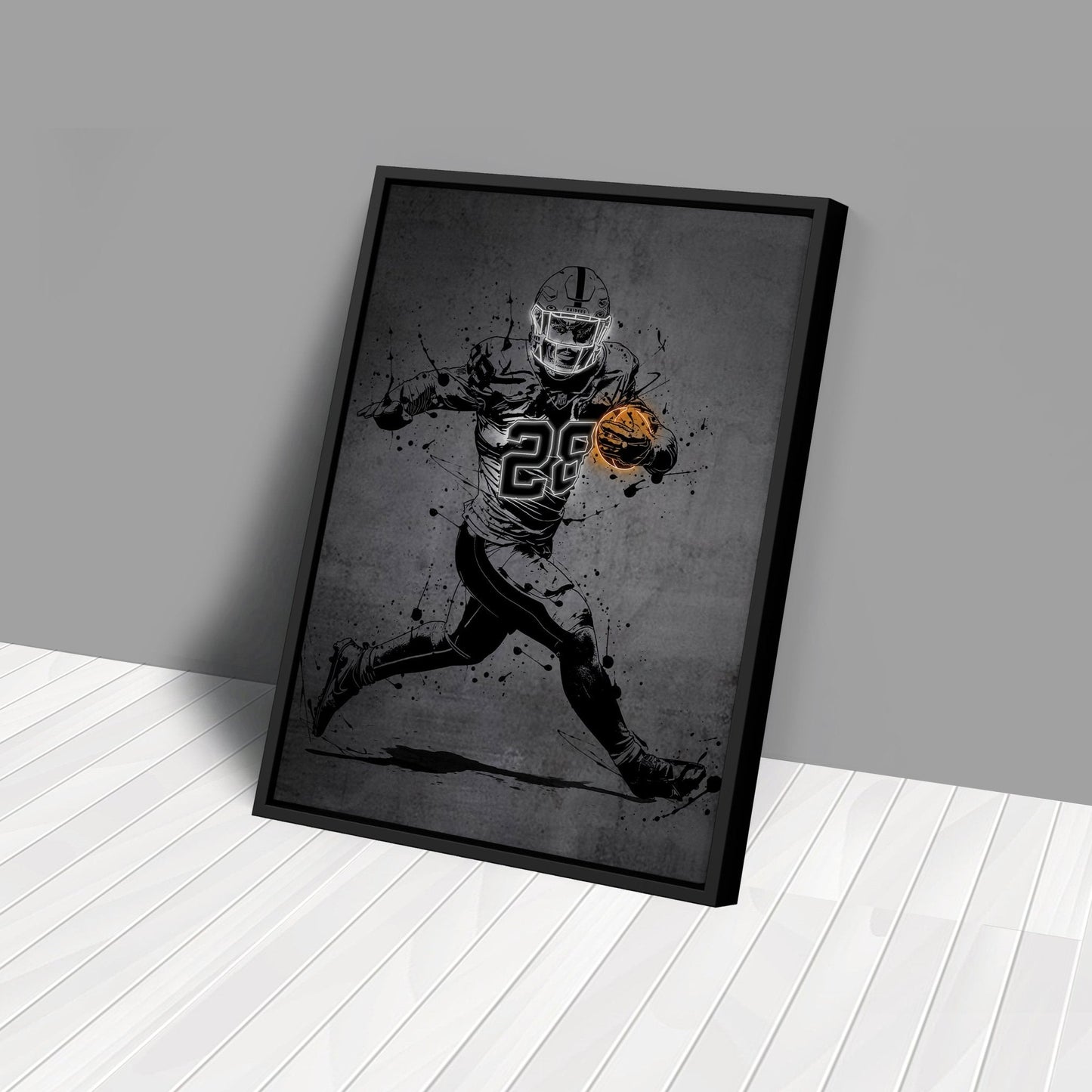Josh Jacobs Neon Canvas Art | Modern Wall Decor for Raiders Fans