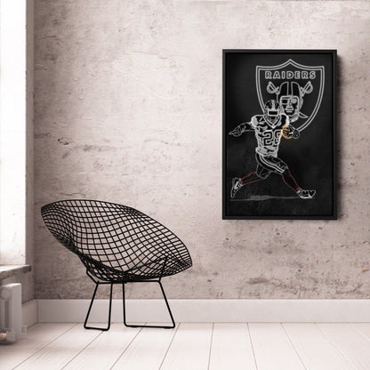 Josh Jacobs Neon Canvas Art | Raiders Wall Decor