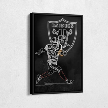 Josh Jacobs Neon Canvas Art | Raiders Wall Decor