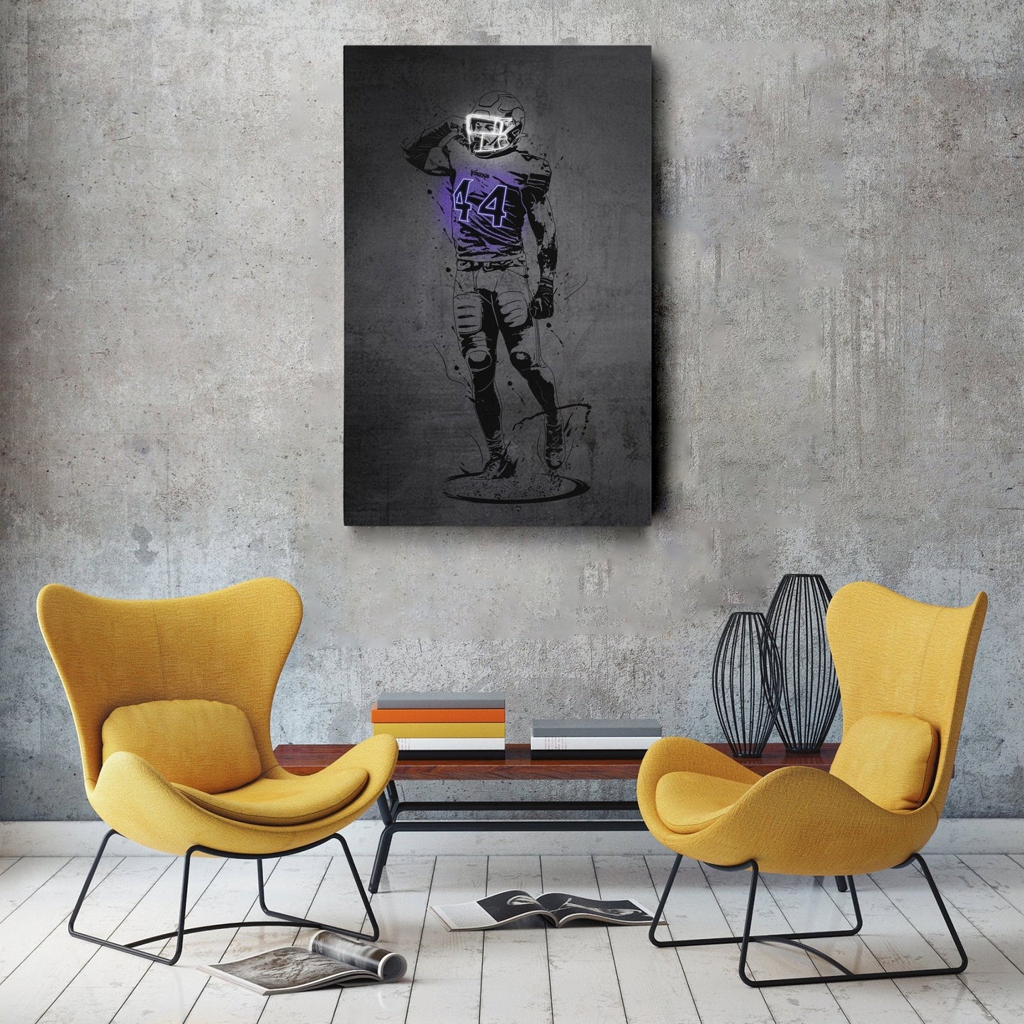 Josh Metellus Neon Canvas Art | Modern Wall Decor for Vikings Fans