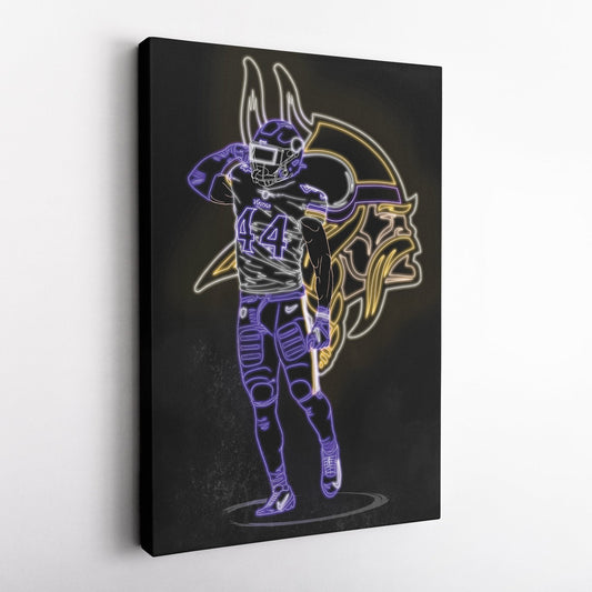 Josh Metellus Neon Canvas Art | Vikings Wall Decor