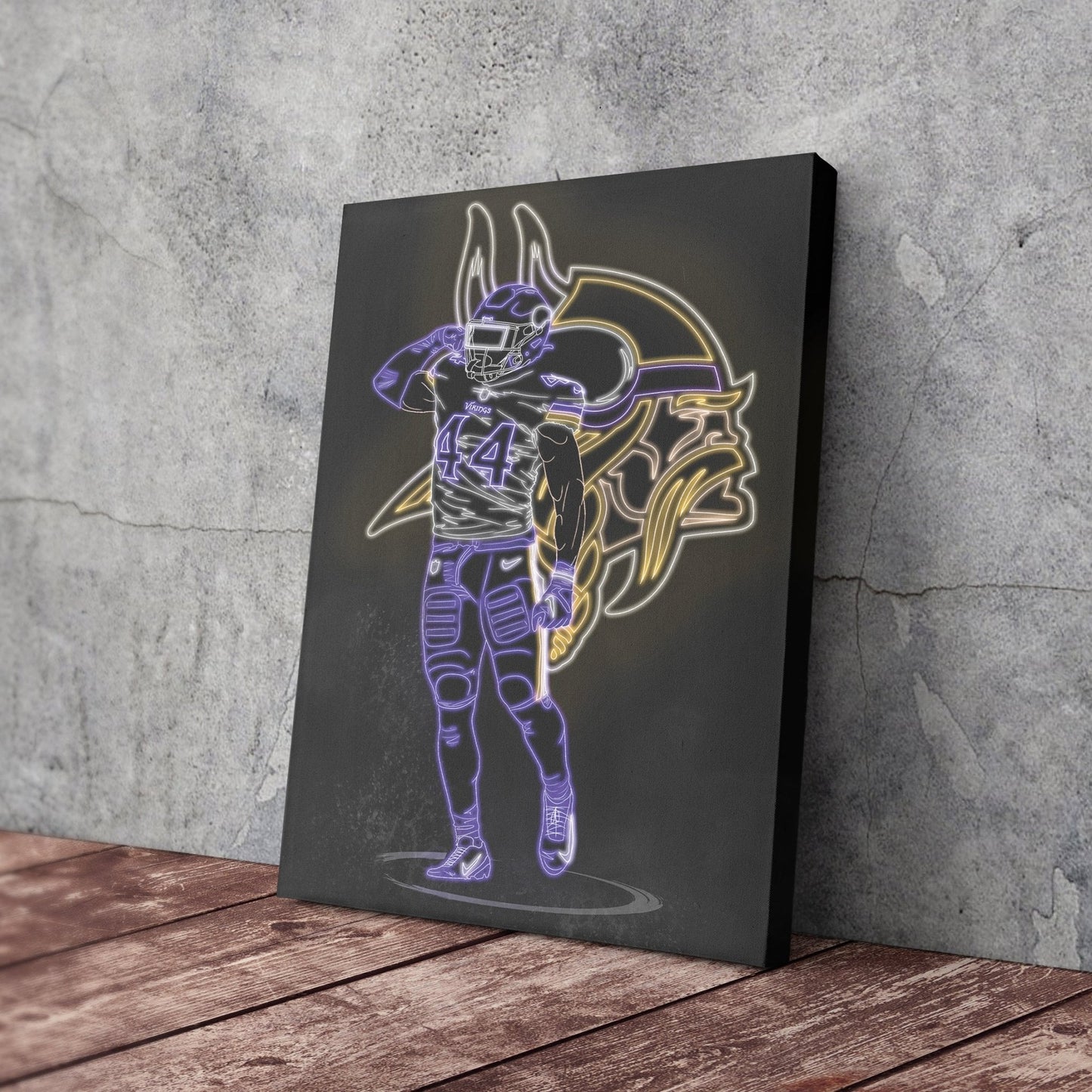 Josh Metellus Neon Canvas Art | Vikings Wall Decor