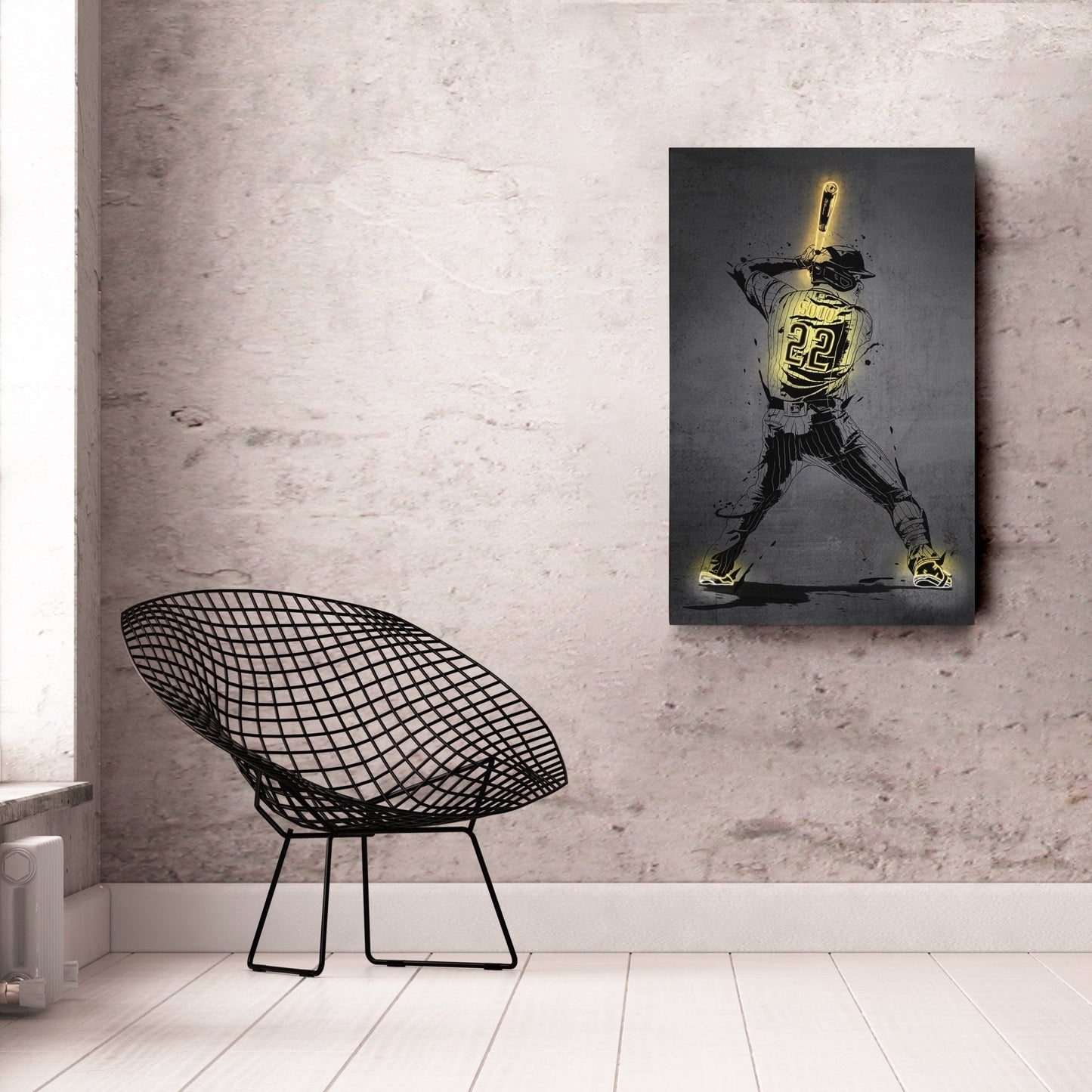 Juan Soto Neon Canvas Art | Modern Wall Decor for Padres Fans