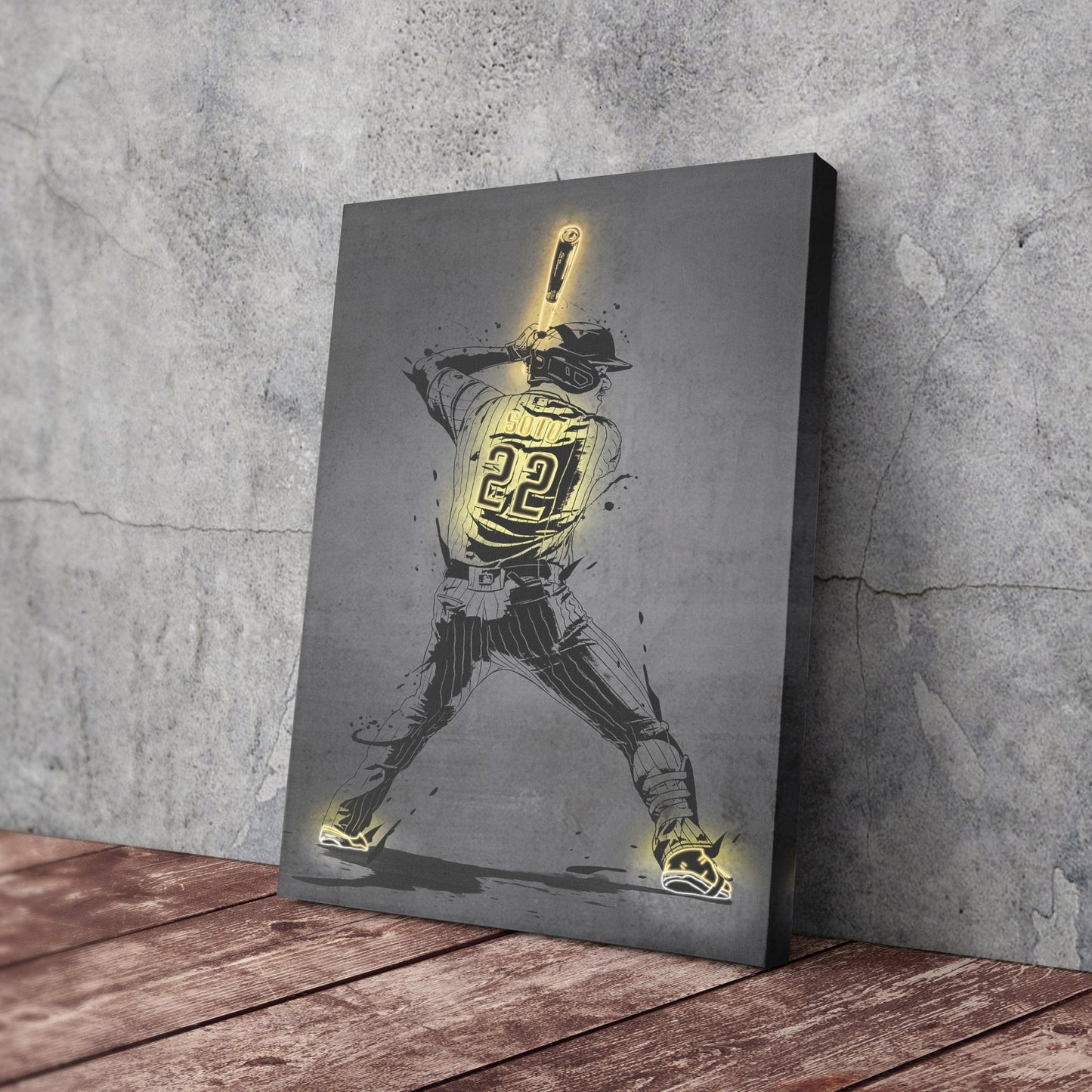 Juan Soto Neon Canvas Art | Modern Wall Decor for Padres Fans