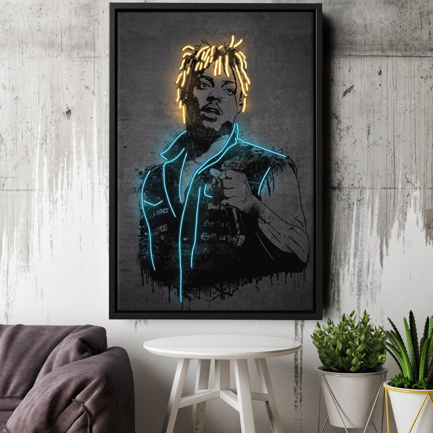 Juice Wrld Neon Canvas Art | Music Wall Decor