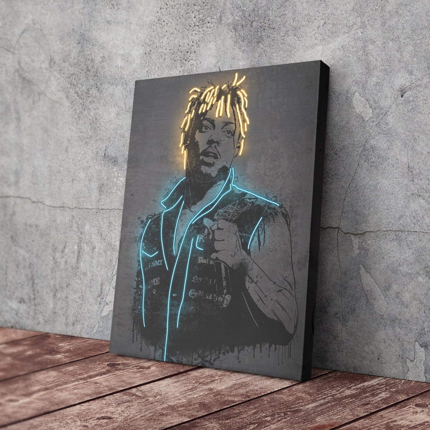 Juice Wrld Neon Canvas Art | Music Wall Decor