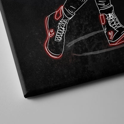 Julius Erving Neon Canvas Art | 76ers Wall Decor
