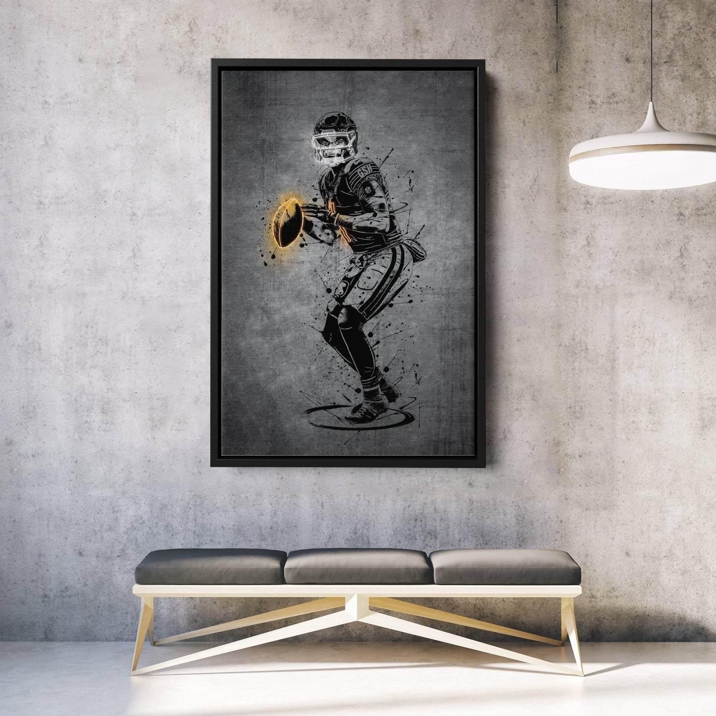Justin Fields Neon Canvas Art | Modern Wall Decor for Bears Fans