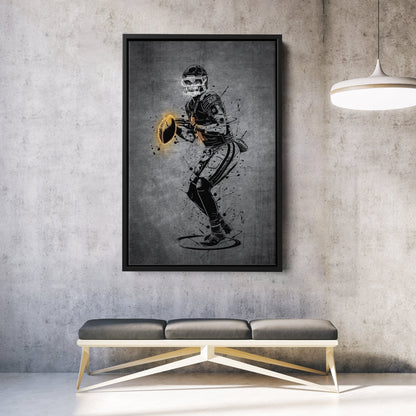 Justin Fields Neon Canvas Art | Modern Wall Decor for Bears Fans