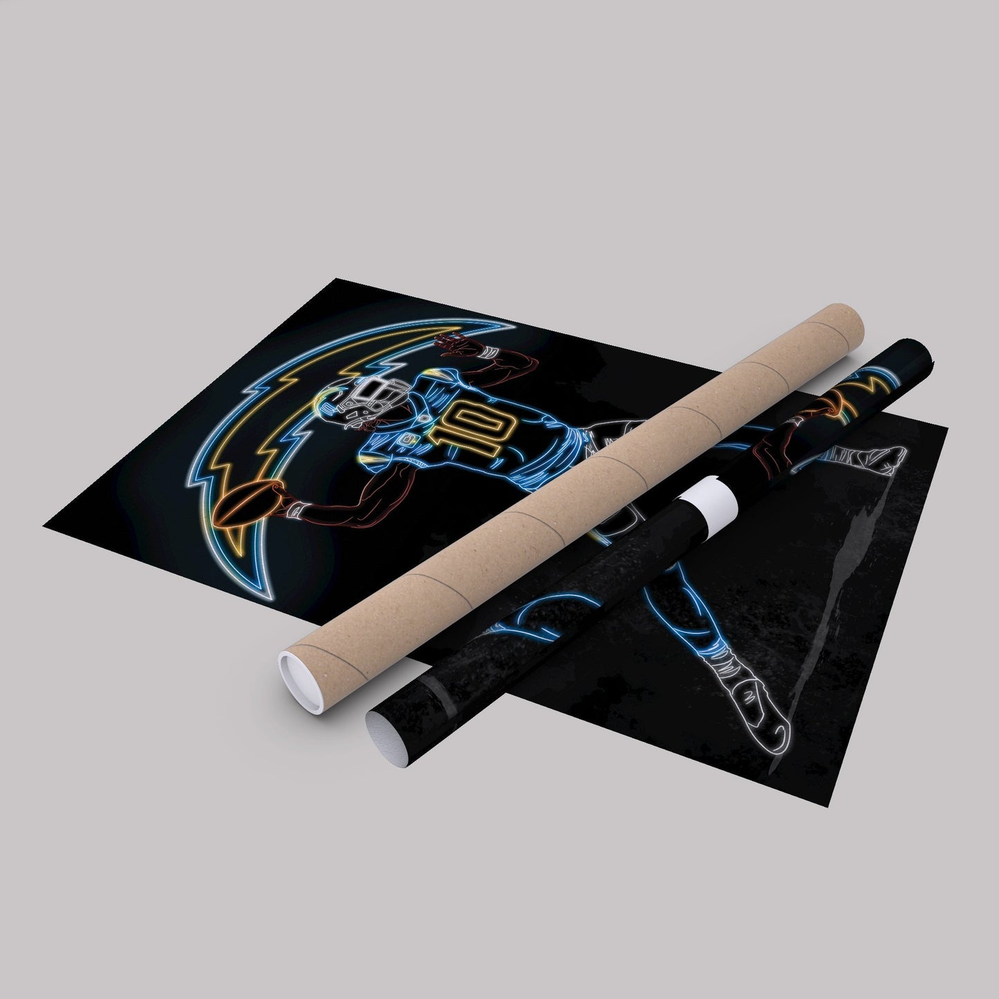 Justin Herbert Neon Canvas Art | Chargers Wall Decor