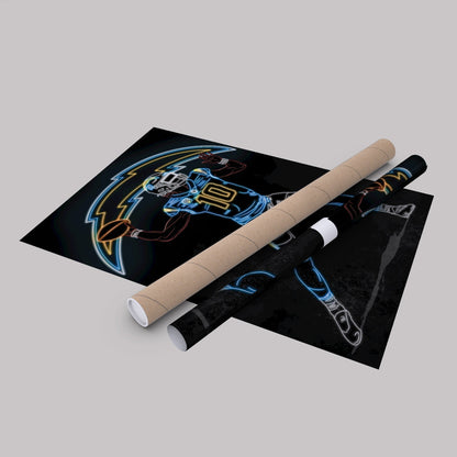 Justin Herbert Neon Canvas Art | Chargers Wall Decor
