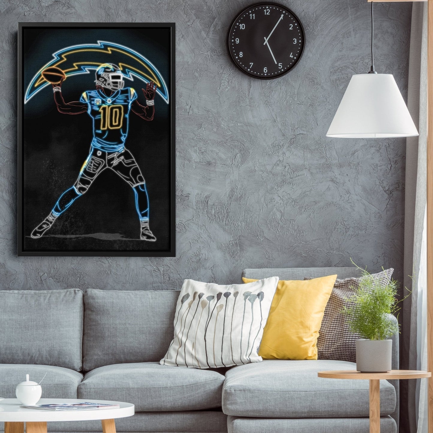 Justin Herbert Neon Canvas Art | Chargers Wall Decor