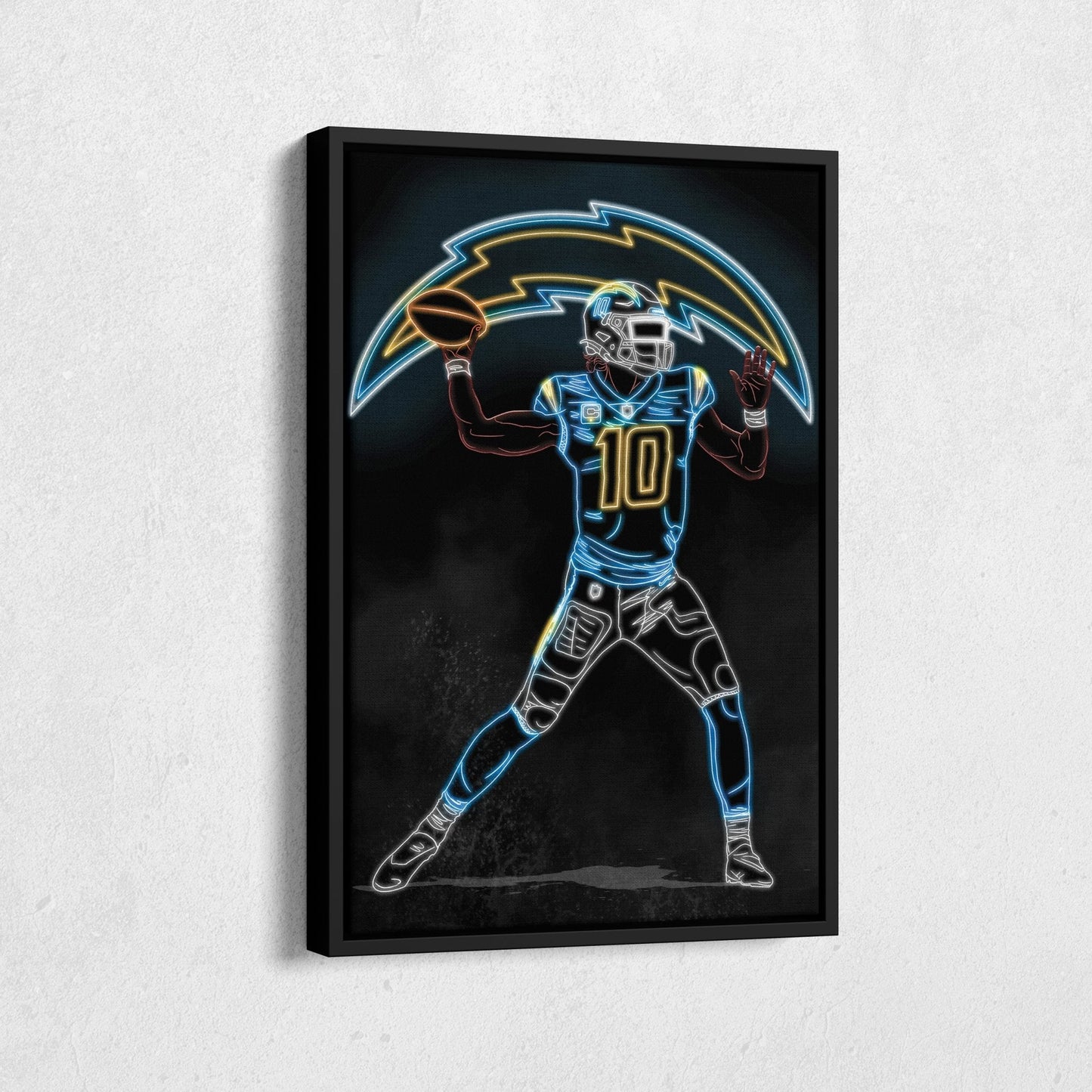 Justin Herbert Neon Canvas Art | Chargers Wall Decor