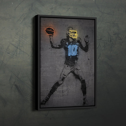 Justin Herbert Neon Canvas Art | Modern Wall Decor for Chargers Fans