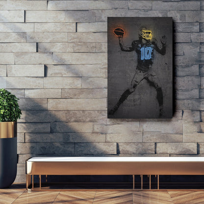 Justin Herbert Neon Canvas Art | Modern Wall Decor for Chargers Fans