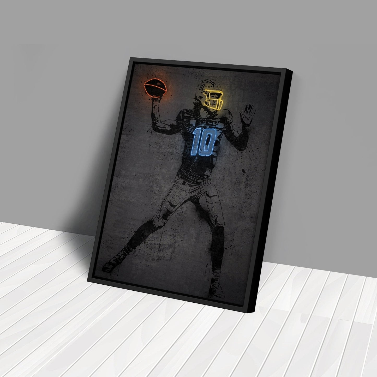 Justin Herbert Neon Canvas Art | Modern Wall Decor for Chargers Fans