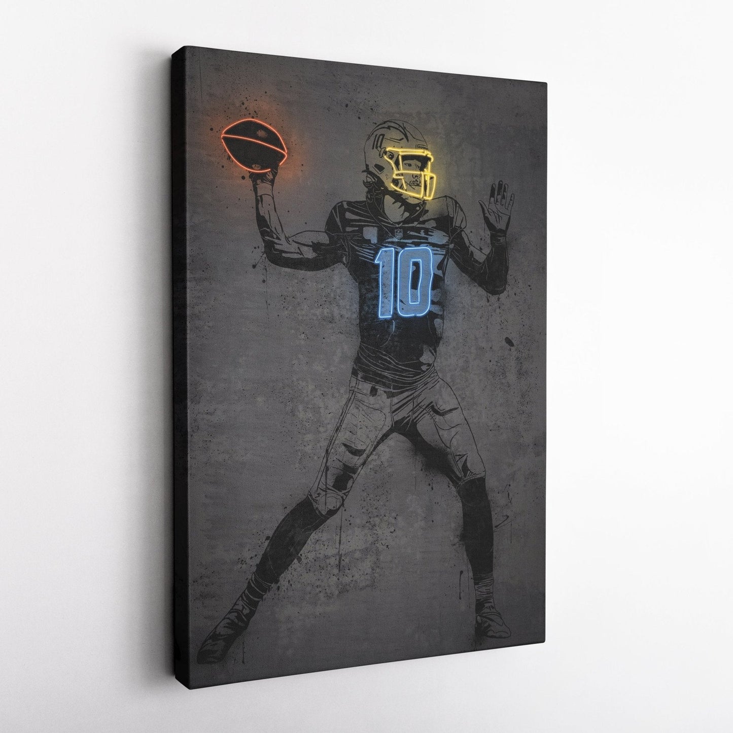 Justin Herbert Neon Canvas Art | Modern Wall Decor for Chargers Fans
