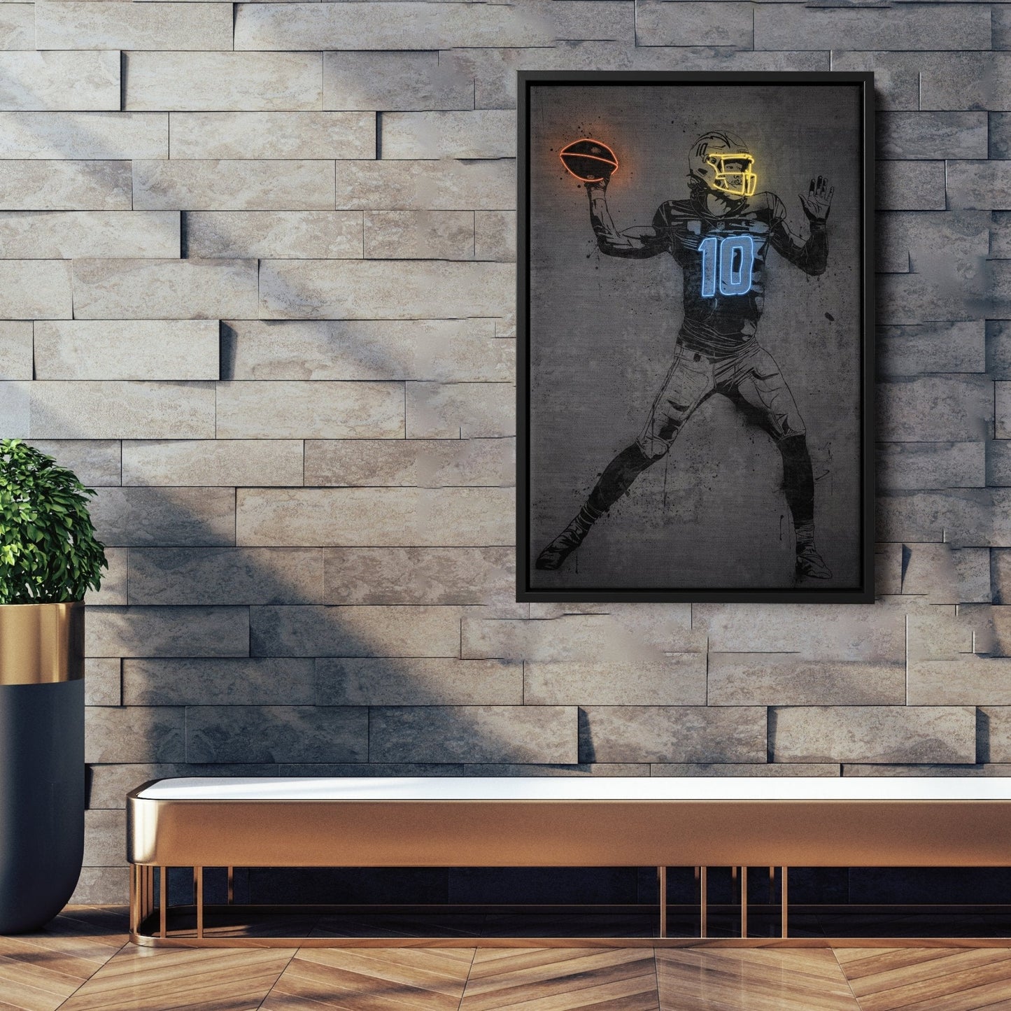 Justin Herbert Neon Canvas Art | Modern Wall Decor for Chargers Fans