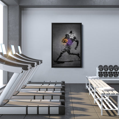 Justin Jefferson Neon Canvas Art | Modern Wall Decor for Vikings Fans