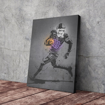 Justin Jefferson Neon Canvas Art | Modern Wall Decor for Vikings Fans