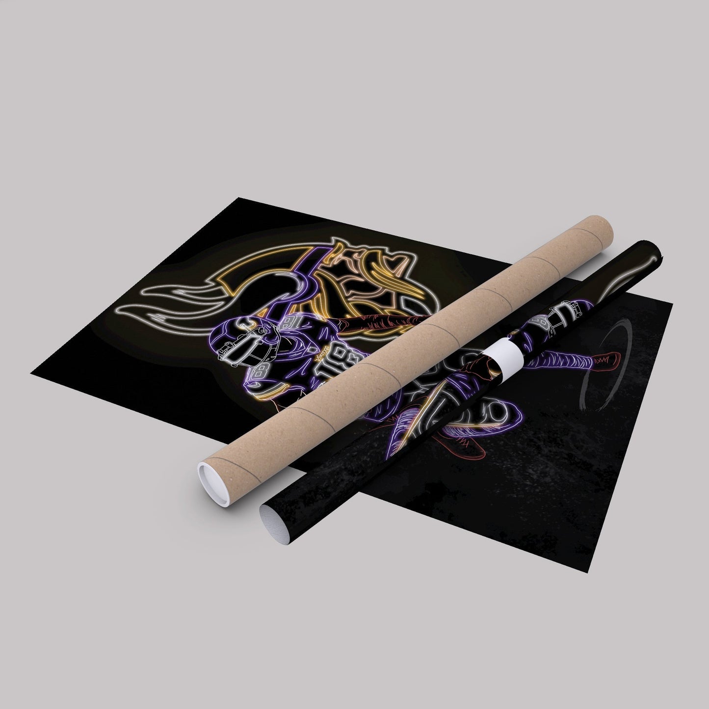 Justin Jefferson Neon Canvas Art | Vikings Wall Decor