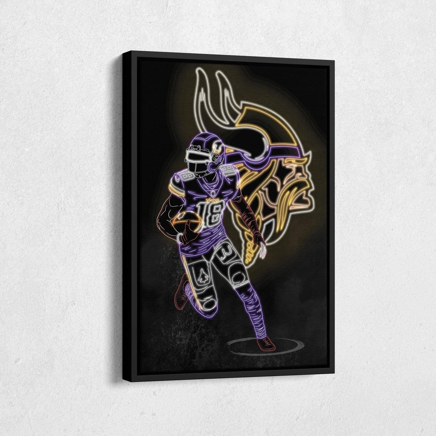 Justin Jefferson Neon Canvas Art | Vikings Wall Decor