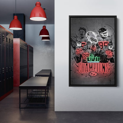 Kansas City Chiefs Super Bowl LVII Champions Neon Effect