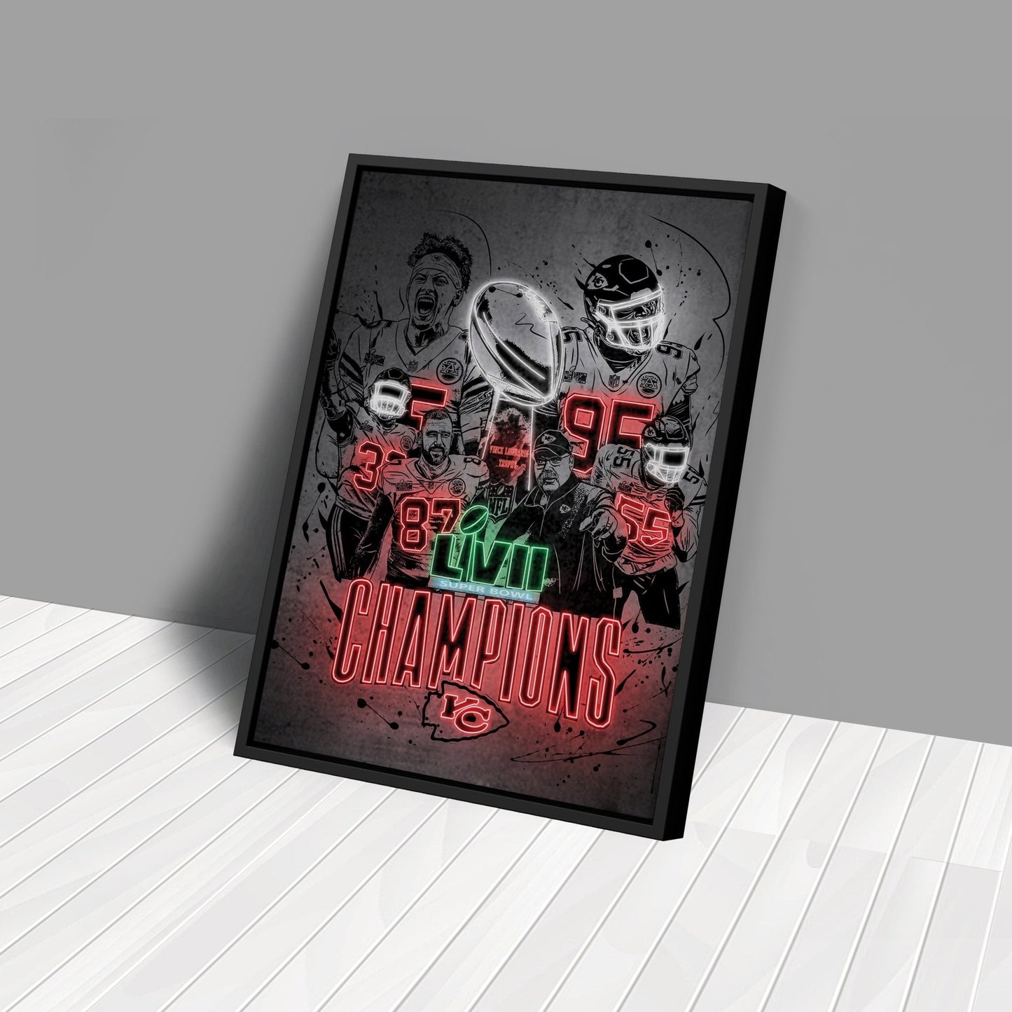 Kansas City Chiefs Super Bowl LVII Champions Neon Effect