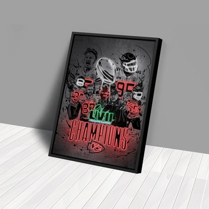Kansas City Chiefs Super Bowl LVII Champions Neon Effect