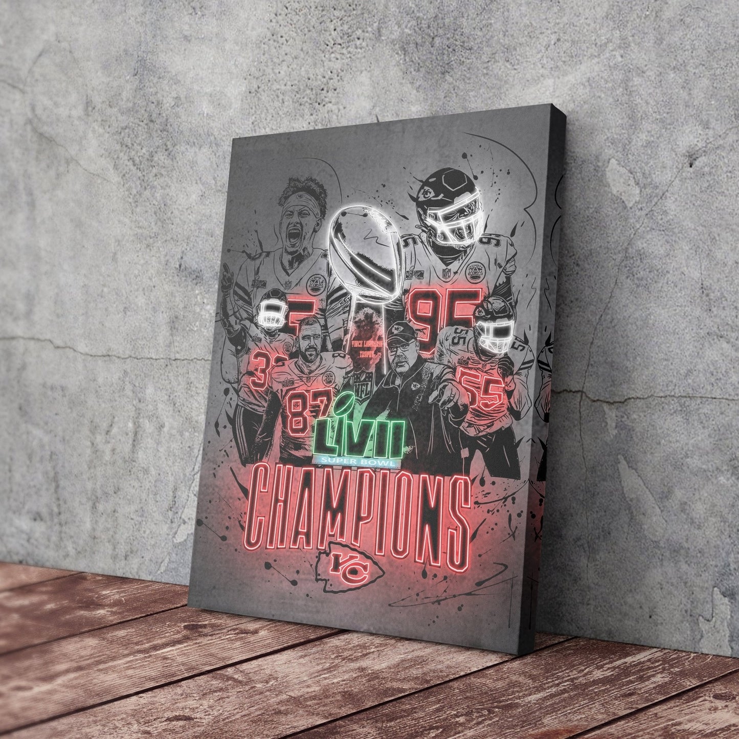Kansas City Chiefs Super Bowl LVII Champions Neon Effect