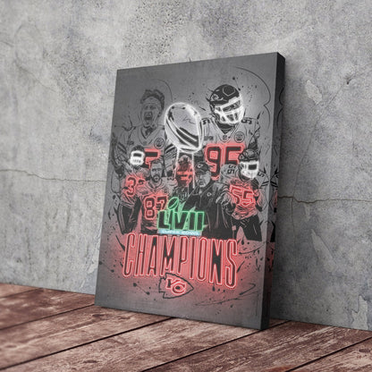Kansas City Chiefs Super Bowl LVII Champions Neon Effect