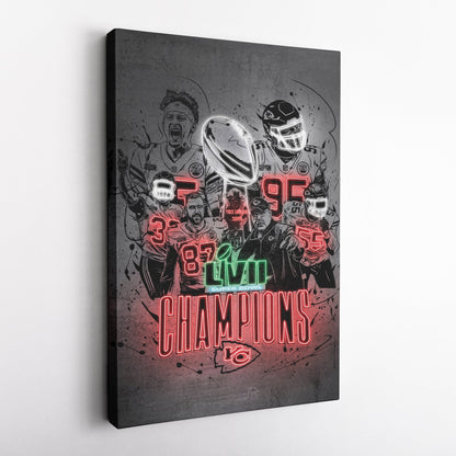 Kansas City Chiefs Super Bowl LVII Champions Neon Effect