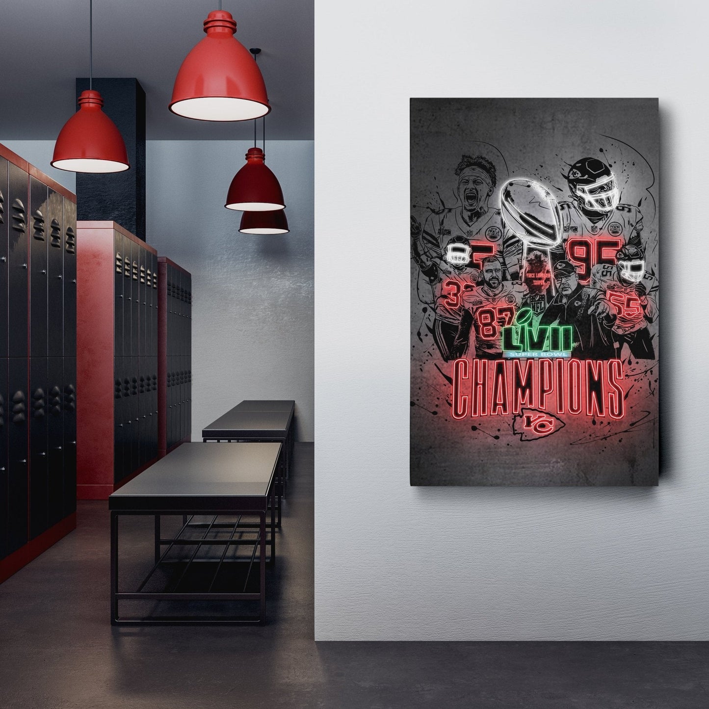 Kansas City Chiefs Super Bowl LVII Champions Neon Effect