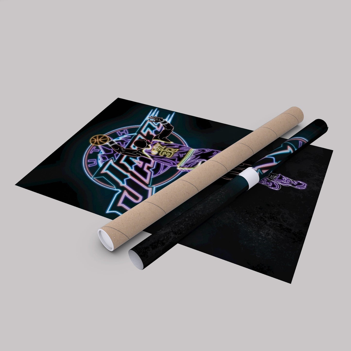 Karl Malone Neon Canvas Art | Jazz Wall Decor